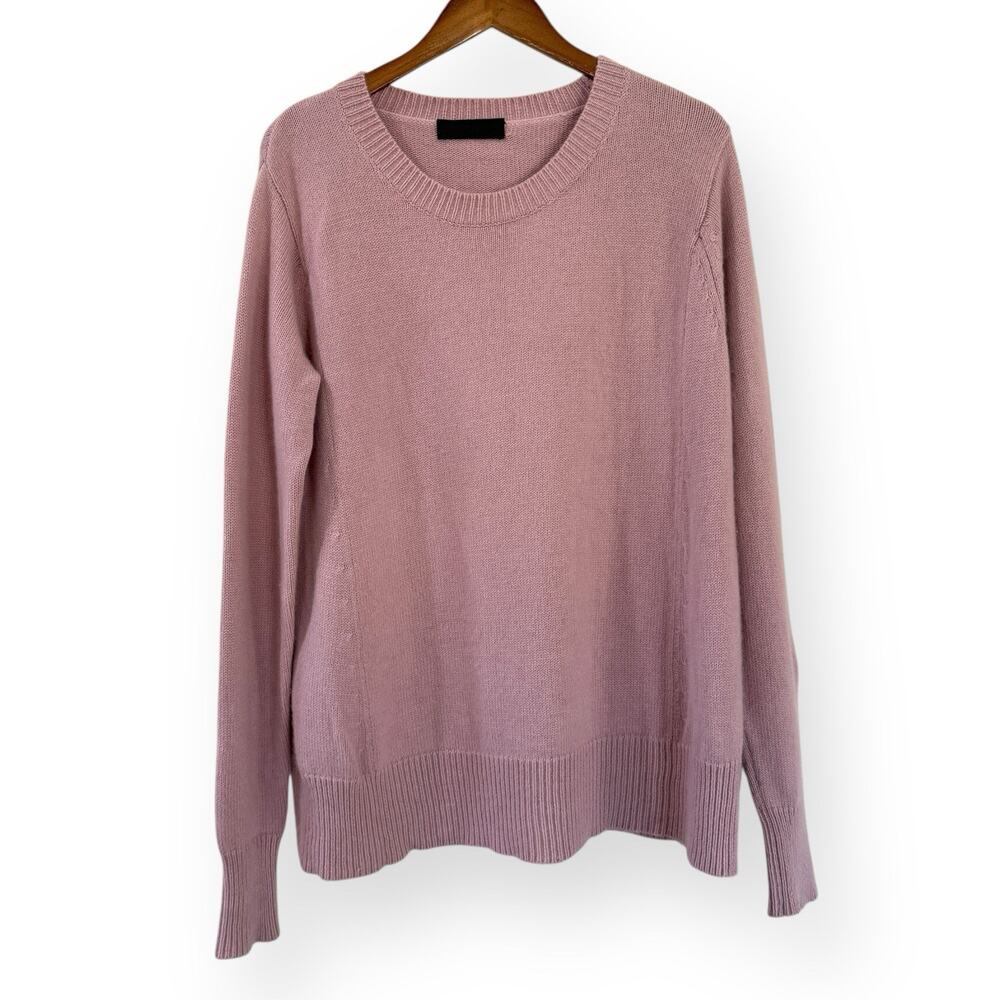 CO Collections Pink Cashmere Sweater Womens M Oversized Crew Neck Quiet Luxury